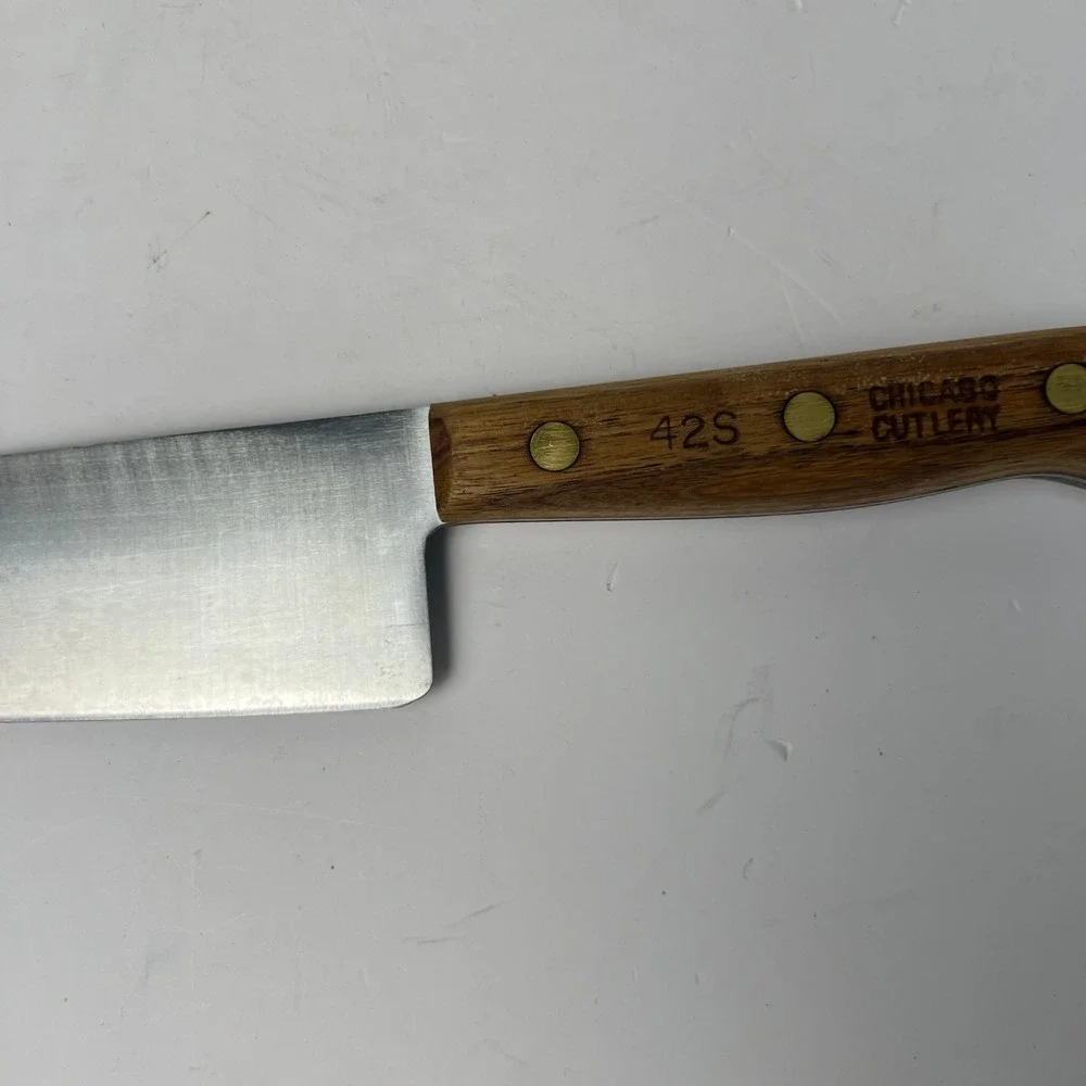 Chicago Cutlery 42S Chef Knife 8 Inch Brown Walnut Wood Handle Vintage